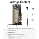 JEYI SK6 M.2 Dual M.2 PCIE 4.0 Adapter for NVMe / NGFF SSD, NVME (m Key) and SATA (b Key) SSD to PCIe x4 X8 X16 Slot 6