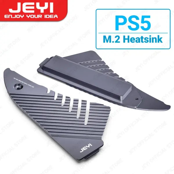 JEYI PS5 M.2 SSD Heatsink, Large Area Solid Aluminum Cooler Thermal Pads for Playstation 5 PCIe 4.0 M.2 NVMe With RGB Version 1