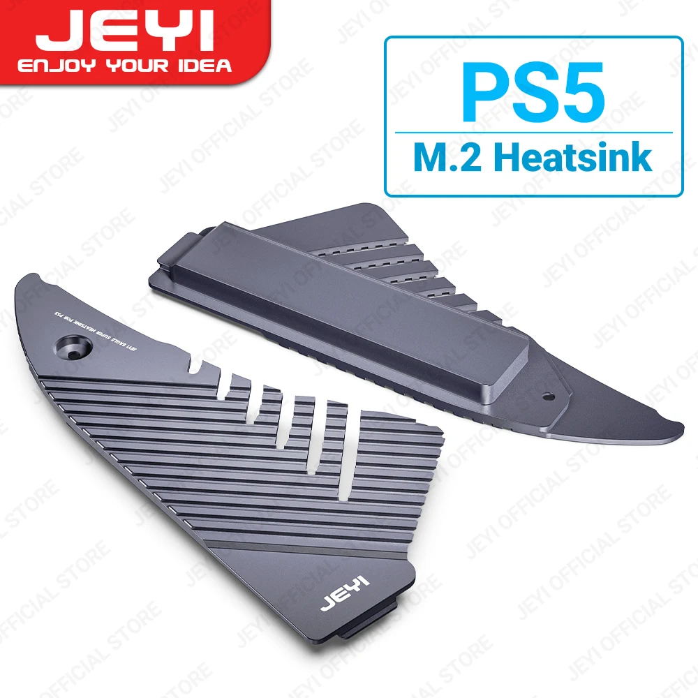 JEYI PS5 M.2 SSD Heatsink,  Large Area Solid Aluminum Cooler Thermal Pads for Playstation 5 PCIe 4.0 M.2 NVMe With RGB Version 1