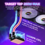 JEYI Liquid Cooler 120/240/360, ARGB CPU AIO Water Cooler, Water Cooling PC, Support Intel & AMD, Efficient PWM-Controlled Pump 3