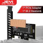 JEYI M.2 NVME to PCIe Adapter Card With SSD Heatsink, 64Gbps ssd PCIe 4.0 X4 Expansion Card for Desktop PC , Gen4 Gen3 Gen2 1