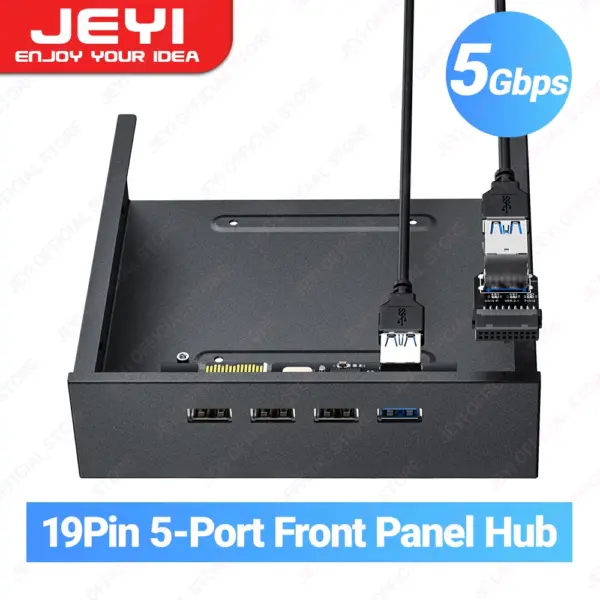 JEYI USB 3.0 Front Panel Hub, Optical Drive 5.25" Front Panel/3.5" Floppy Disk Bay Support USB 3.0/2.0, SATA HDD for Computer HD 1