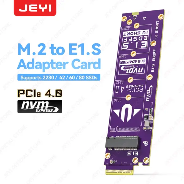 JEYI M.2 NVMe to E1.S Adapter PCIe 4.0 x4 (64Gbps) - 2230-2280 SSD to EDSFF E1.S Converter, Hot Swap, for Server/Data Center 1