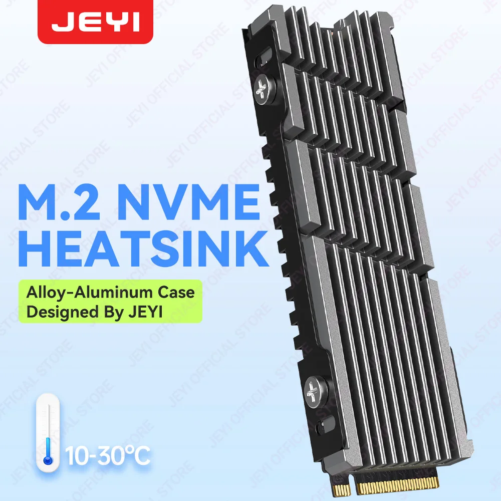 JEYI Cooler II M.2 SSD Heatsink Magnesium Aluminum Alloy Efficient Radiator with Thermal Pad for PC/PS5 M.2 PCIE 2280 NVMe SSD 1