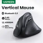 UGREEN Vertical Mouse Wireless Bluetooth5.0 2.4G Ergonomic 4000DPI 6 Mute Buttons for MacBook Tablet Laptops Computer PC Mice 1