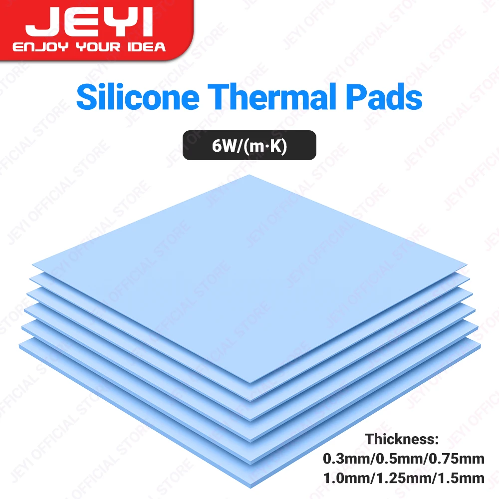 JEYI 6/8 Pack Silicone Thermal Pad 100x100mm, Heat Resistant Conductivity 6.0W/mK for Laptop Heatsink CPU GPU IC LED Cooler 1
