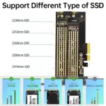 JEYI SK6 M.2 Dual M.2 PCIE 4.0 Adapter for NVMe / NGFF SSD, NVME (m Key) and SATA (b Key) SSD to PCIe x4 X8 X16 Slot 4