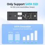 JEYI M.2 SATA SSD Enclosure USB 3.1 (5Gbps) for 2230-2280 SSDs -Auto Sleep, Aluminum Case,B+M Key Support Tool-Free Installation 4