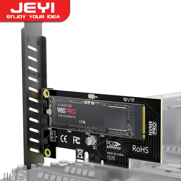JEYI M.2 NVME SSD to PCIe 4.0 Adapter Card, 64Gbps SSD PCIe 4.0 X4 Expansion Card for Desktop PC , PCI-E GEN4 Full Speed SK4 1