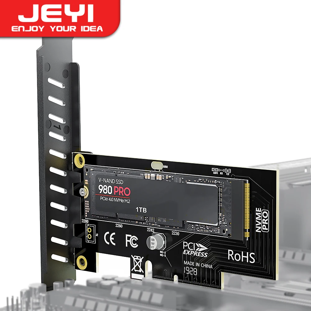 JEYI M.2 NVME SSD to PCIe 4.0 Adapter Card, 64Gbps SSD PCIe 4.0 X4 Expansion Card for Desktop PC , PCI-E GEN4 Full Speed SK4 1