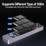 JEYI Direct-attach M.2 NVMe Enclosure, USB-A Plug USB 3.2 10Gbps In-line Aluminum 2242 2280 SSD Case With Magnet Protective Case 3