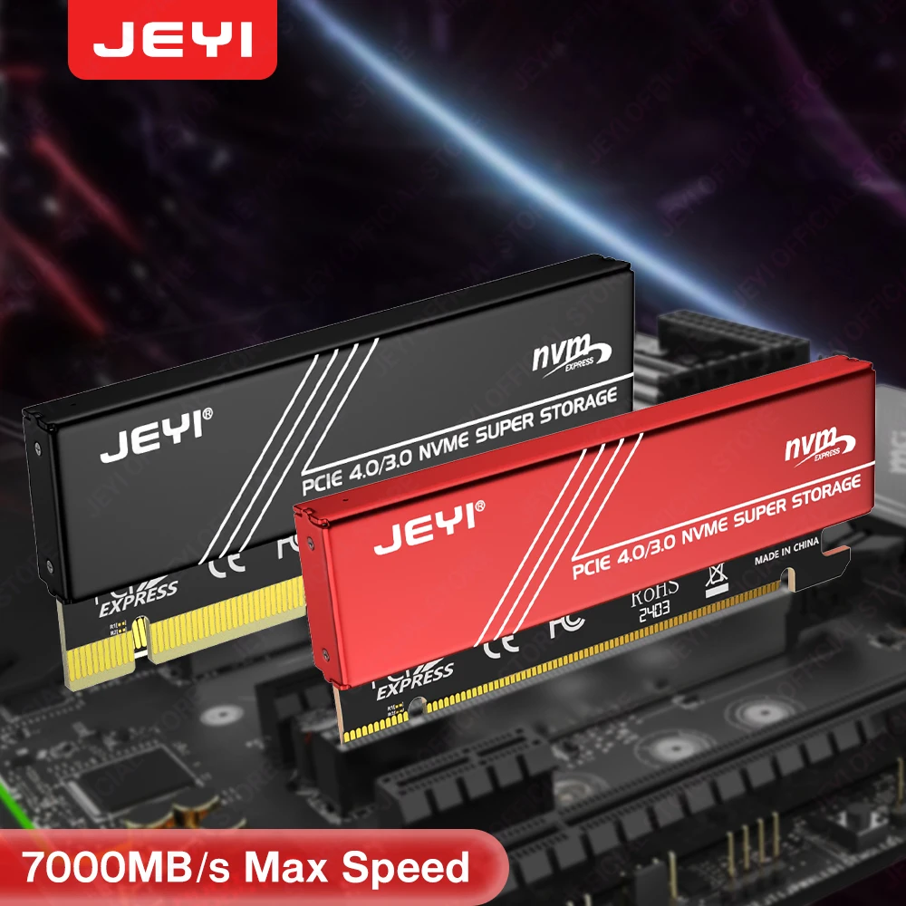 JEYI M.2 NVME To PCIE 4.0 X16 Adapter, pcie x16 Gen4 Expansion Card with Aluminum Heatsink Case, For Samsung 980 PRO, 970 EVO 1