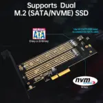 JEYI SK6 M.2 Dual M.2 PCIE 4.0 Adapter for NVMe / NGFF SSD, NVME (m Key) and SATA (b Key) SSD to PCIe x4 X8 X16 Slot 3