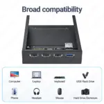 JEYI USB 3.0 Front Panel Hub, Optical Drive 5.25" Front Panel/3.5" Floppy Disk Bay Support USB 3.0/2.0, SATA HDD for Computer HD 6