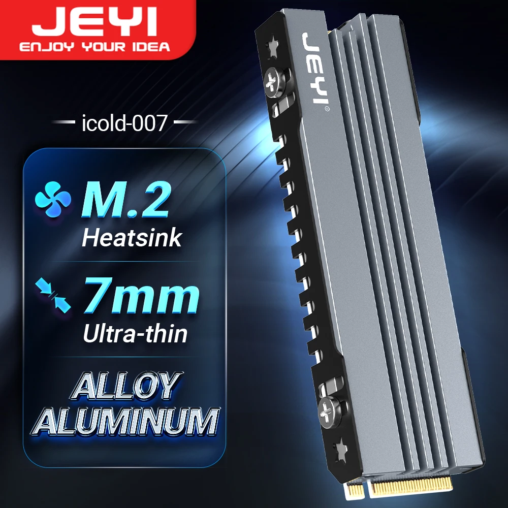 JEYI M.2 SSD Heatsink, 2280 NVME NGFF SSD Cooling Full Aluminum Cooler Radiator with Thermal Silicone Pad for Motherboard / PS5 1