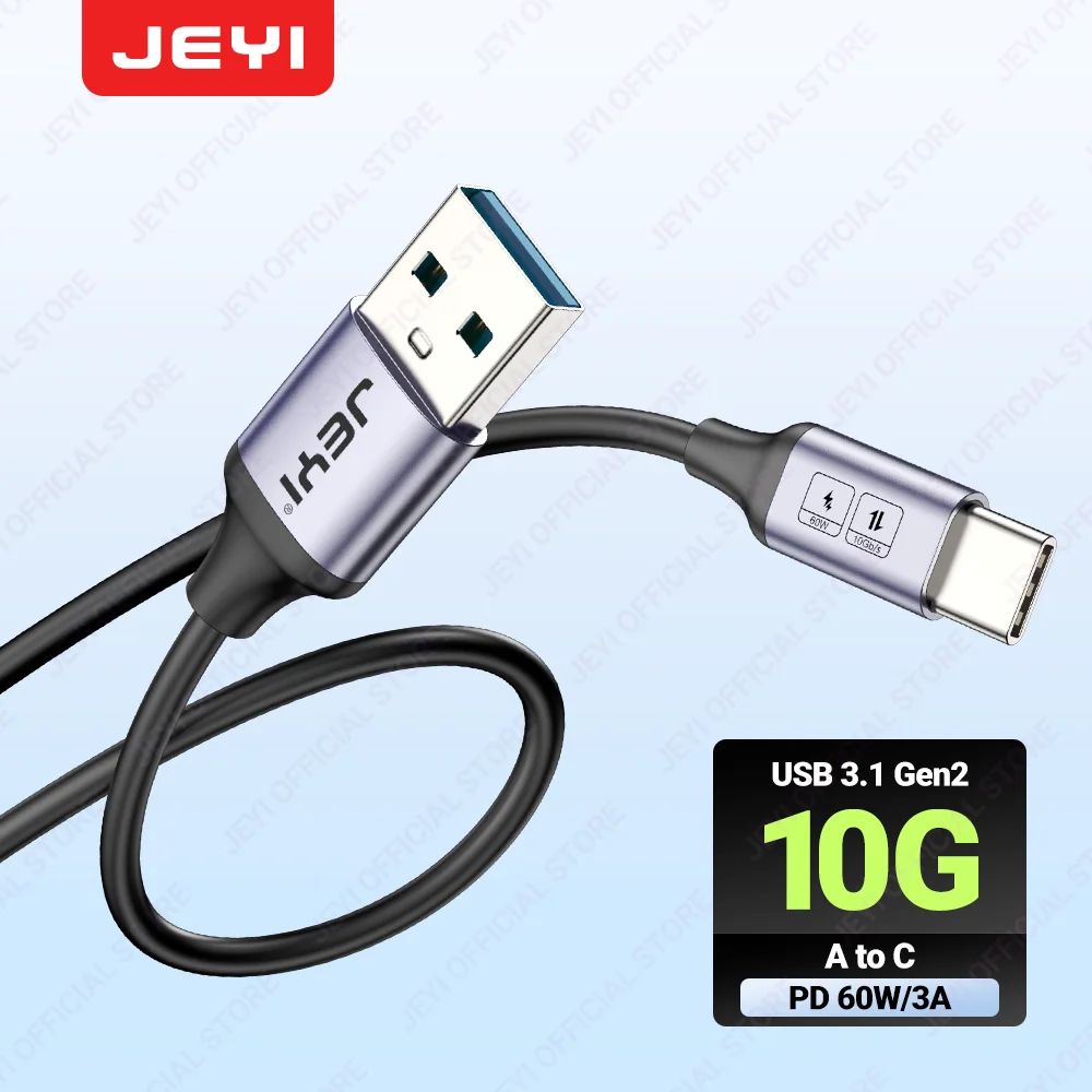 JEYI USB A to Type-C Cable 60W Fast Charging 10Gbps High-Speed Data Transfer for Samsung,Xiaomi,Redmi,Huawei Phones & USB-C 1