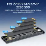 JEYI M.2 NVMe SSD Enclosure - Aluminum High-Speed Tool-Free USB 3.2 Gen2 10Gbps for 2280 SSD (2230/2242/2260 Compatible) 3