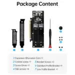 JEYI 4 SSD to PCIE 4.0 Expansion Card, 4 NVMe M.2 M key SSD To PCIe X16 Adapter, up to 256 Gbps, Support Bifurcation Raid 0 1 5 6