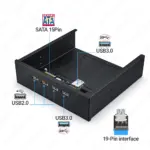 JEYI USB 3.0 Front Panel Hub, Optical Drive 5.25" Front Panel/3.5" Floppy Disk Bay Support USB 3.0/2.0, SATA HDD for Computer HD 2