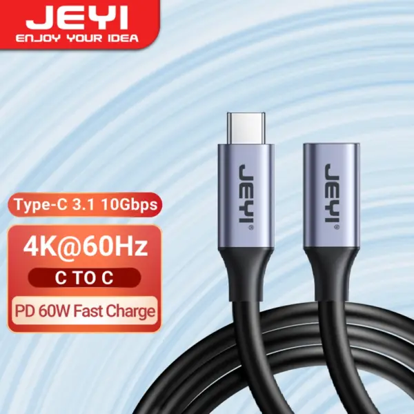 JEYI USB C Extension Cable Type C Extender Male to Female USB 3.1 Gen 2 10Gbps Data Transfer 60W Fast Charging for iPad Laptop 1